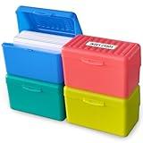 Olivo Index Card Holder Box 3x5 Flash Note Card Holder Storage File Box Organizer Case for 3"x5" Cards, 4 Colors Pack