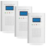 Combination Gas & Carbon Monoxide Detectors - 3 Packs Plug in Carbon Monoxide Alarm & Natural Gas Detector for Home, 2-in-1 Co Detector & Combustible Gas Detector with Digital Display, Easy to Install