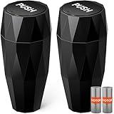 Aujen Car Trash Can - 2 Packs Car Accessories with Lockable Lid, Waterproof Garbage Can, Litter Organizers and Storage with 30 Plastic Bags, Trash Bin for Home & Office, Black, 3.2" × 7.2"
