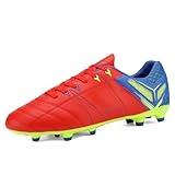 DREAM PAIRS Mens Sport Flexible Athletic Lace Up Light Weight Outdoor Cleats Football Soccer Shoes,Size 12,Red/Royal/Lemon/Green,160471-M