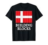 Souvenirs Denmark Plastic Bricks Building Blocks Danish Flag T-Shirt