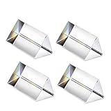 4pcs Clear K9 Crystal Triangular Prism for Photo Rainbow Lights Crystal Optical Prisms Glass Physics Teaching Refracted Light Spectrum Students Presents Gift,50mm/2inch