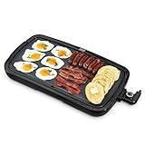 DASH Deluxe Everyday Electric Griddle with Dishwasher Safe Removable Nonstick Cooking Plate for Pancakes, Burgers, Eggs and more, Includes Drip Tray + Recipe Book, 20” x 10.5”, 1500-Watt - Black