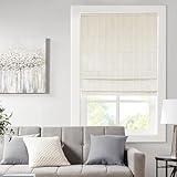 Madison Park Galen Cordless Fabric Privacy Single Panel Darkening, Energy Efficient Roman Shade, Window Curtain, 27"W x 64"H, Basketweave Ivory