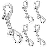 Waziaqoc 5 PCS Double Ended Bolt Snap Hook, 3.5 Inch Zinc Alloy Hook Metal Clips, Heavy Duty Trigger Chain Clips for Key Chain Dog Leash Horse Pet Sling Feed Buckets