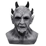 Generic Sin of Pride Superbia Mask Creepy Hexagon Demon Devil Mask Realistic Full Head Latex Demon Face Mask Halloween Cosplay Props, Medium, Grey