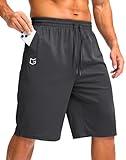 Men's Athletic Shorts with Pockets 11" Long Basketball Shorts Lightweight Quick Dry Gym Workout Shorts for Men(Dark Gray,XXL)