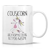 Retreez Funny Cousin Mug Awesome Cousicorn Unicorn 11 Oz Ceramic Coffee Mug - Thank-you Sarcasm Sarcastic Motivational Inspirational Birthday Gift for her him bestie brother sister nephew niece