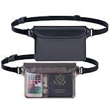 CADONO 2-Pack Waterproof Pouch with Adjustable Waist Strap | Screen Touch Sensitive Dry Bag, Keep Your Phone and Valuables Dry, Perfect for Swimming Kayaking Boating Fishing Beach Diving (Gray+Black)