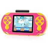 16 Bit Handheld Game for Kids, Video Game Player with Built in 230 HD Games, 3.0'' Screen Retro Electronic Game Machine with 3 Game Cartridges, Portable Rechargeable Games for Ages 3-12 (Rose Red)