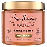 SheaMoisture Define & Shine Styling Gel + Flaxseed Coconut&Hibiscus Hydrates,Holds Your Style All Day Infused With Glycerin,Coconut Oil an Invigorating Sweet Scent ParabenFree Frizz Control Gel 15OZ