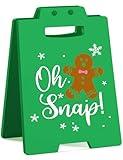 Oh Snap! Funny Christmas Office Decor Sign–Featuring Gingerbread Man and Snowflakes, Humorous Winter Holiday Decor, Christmas Stocking Stuffers Ornaments Clearance