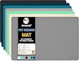 MateeyLife Dog & Cat Food Mat for Floors Waterproof, Nonslip Bowl Mats for Food and Water, Dog Feeding Mats with Raised Edges, Silicone Dog Water Matt Tray for Messy Drinkers, 18"x12", Grey