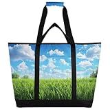 FLildon Insulated Cooler Bag 30L, Spring Meadow Scene Large Reusable Grocery Bags for Hot/Cold Food Delivery Bag Thermal Tote for Travel Beach Picnic