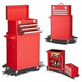 SPERTIKC Rolling Tool Chest with Wheels, Tool Chest & Cabinet with 3 Drawer, Large Metal Tool Box Organizer with Lock, Tool Cart for Garage, Warehouse, Workshops, Repair Shop Red