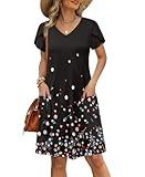 OFEEFAN Womens Summer Dresses 2025 Elegant Classy Tshirt Dress Sundresses Beach Vacation Clothes Boho Outfits Print 07 L