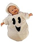 Infant Baby Girl Boy Halloween Outfits Long Sleeve Jumpsuit Ghost Romper One Piece Fall Winter Hoodie Bodysuit (White, 3-6 Months)