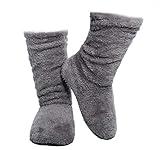 FRALOSHA Women's Slipper Sock Coral velvet indoor Spring-autumn Super Soft Warm Cozy Fuzzy lined booties slippers (27cm) Grey