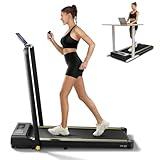 YPOO Folding Treadmill, 300 lb Capacity Treadmill with Handle Bar, Portable Treadmills for Home and Office, 2 in 1 Foldable Walking Pad Treadmill with Remote Control, LED Display, Wide Belt