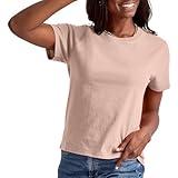 Hanes Comfortblend Essentials, Cotton Crewneck Tee, Classic Fit T-Shirt for Women, Pale Blush Pink