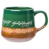 Silver Buffalo Lord of The Rings Elven Text High Gloss Reactive Glaze Tapered Pottery Mug,14 Ounces