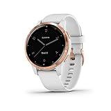 Garmin vivoactive 4S, Smaller-Sized GPS Smartwatch, Features Music, Body Energy Monitoring, Animated Workouts, Pulse Ox Sensors, Rose Gold with White Band