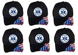 Artisan Owl Emergency Medical Services USA Flag Embroidered Cap - Adjustable Hook & Loop Closure (Navy) - 6 Pack