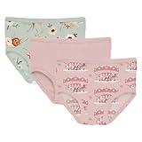 KicKee Printed Girls Underwear, Set of 3, Incredibly Soft Girl Panties, Snug Fit, All Day Wear (Aloe Fall Floral, Baby Rose & Baby Rose Fair Carousel - S-6/8)
