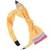 WRBAJIS Back to School Headband Yellow Pencil Hair Bands Stripe Pencil Headpiece Cute School Hair Accessories for Women Girls First Day of School Party Supplies