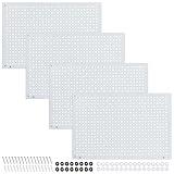 Daanxw Peg Board, Heavy Duty Steel Organization Panels, Universal 1/8 and 1/4 Peg Board Accessories, Ideal for Garage Tool Storage, Pack of 4(White, 16X10.5)
