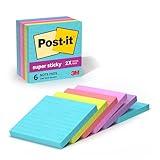 Post-it Super Sticky Notes, 4x4 in, 6 Pads, 2X The Sticking Power, Supernova Neons, Bright Colors, Recyclable (675-6SSMIA)