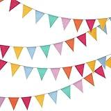 Shappy 24 Pieces 15.7 Feet Colorful Pennant Flags Banner Imitated Burlap Bunting Banner Pastel Decor Fabric Triangle Flag for Party Decoration (Soft Colors)
