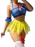 Mixxmix Plus Size Lingerie for Women Sexy Halloween Costumes of Snow White Princess Fairy Panty and Bra Set XXL