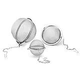 Mayata 3pcs Stainless steel fine mesh seasoning ball kitchen soup spice stew filter kitchen tool metal tea bag tea ball (3pcs Round Shape),Silver,5cm/6cm/7cm