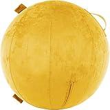 Husband Pillow Exercise Ball Case Cover Only - 85cm/40in, Gold Rush Microsuede Leather Cover for Yoga, Pilates, Fitness Balance Stability, Office Ball Chair Seat. Soft & Slip Resistant, Pro Guide