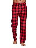 CYZ Men's 100% Cotton Super Soft Flannel Plaid Pajama Pants,SAHARA-BlackRedGingham,XX-Large