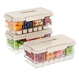 MineSign 3Pack Ice Chilled Condiment Caddy with 4 Removable Containers Taco Ingredient Server with Lid Cooled Garnish Caddy Tray for Taco Mimosa Bar Sauce Fruits&Veggies Beige