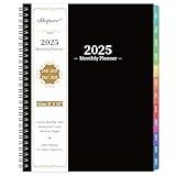 2025 Monthly Planner/Calendar - JAN-DEC 2025 Monthly Planner, Planner with Colorful Tabs, 2025 Planner for Daily Organizing - Waterproof Cover (8" x10", Monthly Pages & Notes, Black)