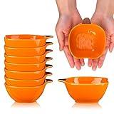 Dandat Fall Ramekins 6 oz Oven Safe Pumpkin Ceramic Ramekins Small Creme Brulee Dishes Dipping Pumpkin Baking Dish Shaped Bowl Plates for Serving Dip, Sauce, Condiments and Snack(8 Pcs)