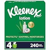 Kleenex Lotion Facial Tissues with Coconut Oil, 4 Cube Boxes, 60 Tissues Per Box, 3-Ply