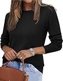Zeagoo Womens 2025 Fall Sweaters Long Sleeve Tops Classic Crew Neck Pullover Sweaters Loose Dressy Black Basic Clothe XXL