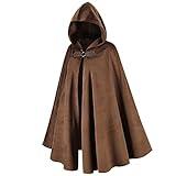 LMYOVE Men Hooded Cloak, Adult Medieval Renaissance Costume with Hood, Velvet Cape Halloween Dress Up, Brown