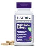 Natrol Milk Thistle 525 mg per serving, Dietary Supplement for Digestive Health, Milk Thistle Supplement, 60 Capsules, 30 Day Supply