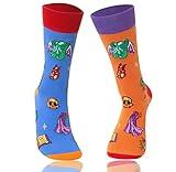 Fantasydice 2 Pairs Of Cthulhu Eldritch Funny Socks For Men Dnd Gifts Mens Socks Gifts Demon Skull Cultist Novelty Gift Call Blue And Orange Gamer Gifts Size 8-12(EU 41-45)