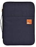 Lanola Travel Portfolio Water Resistant A4 Document Bag Portfolio Organizer File Holder Passport Tablet Organizer for Office Notebooks (Dark Blue)