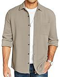 COOFANDY Men's Casual Long Sleeve Soild Shirt Corduroy Button Down Shirts Fall Lightweight Jackets