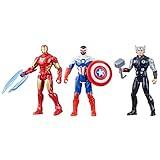 Marvel Avengers Epic Hero Series Team-Up Gift Pack, 4-Inch-Scale (10cm) Captain America, Thor, Iron Man Action Figures, Toys for Kids Ages 4 and Up