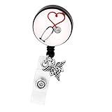 FEELMEM Medical Stethoscope Retractable Badge Holder Reel Clip for Doctor Nurse Medical Students Medical Caduceus Gift for MA,BSN,LPN,LVN,NP, ID Card Holders and Key Ring for Card (LPN)