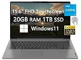 Lenovo 15 FHD Touchscreen Laptop 2023 Newest Upgrade Intel 11th Core i5-1135G7 20GB RAM 1TB SSD Bluetooth USB-C Fast Charge Windows 11 School and Business Ready Grey LIONEYE HDMI Cable 82H80358US