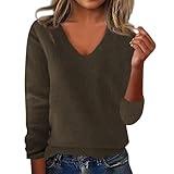 Knit Solid Business Casual Outfits Plain Warm Womens Fall Fashion 2024 Casual Womens Sweaters Trendy Casual Today 2024 Women Fall Outfits 2024 Sweatshirt for Women（Small，3-Coffee）